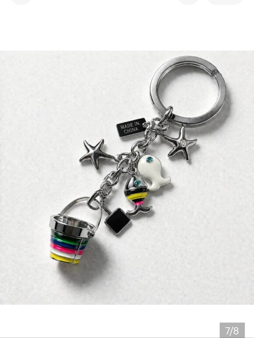 Coach Multicolor Beach Bucket Charm Keychain